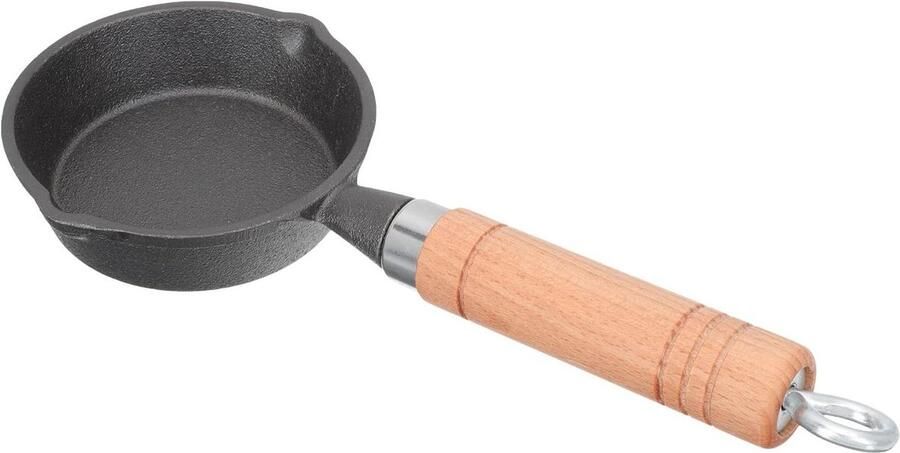 Mini Gietijzeren Koekenpan Eierpan Platte Braadpan Ontbijt Bereiden Antiaanbaklaag Veilig Handvat 439 Gram Zwart