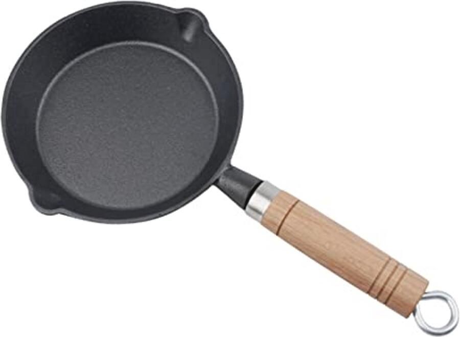 Mini Gietijzeren Koekenpan met Houten Handvat 16cm