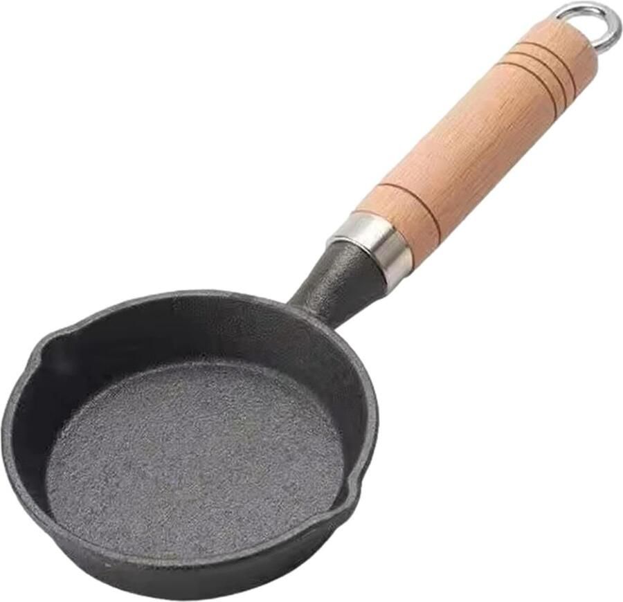 Mini Gietijzeren Pan Eierpan Kookpan Kleine Maaltijden Bereiden Gelijkmatige Verwarming 11 x 3 cm Zwart