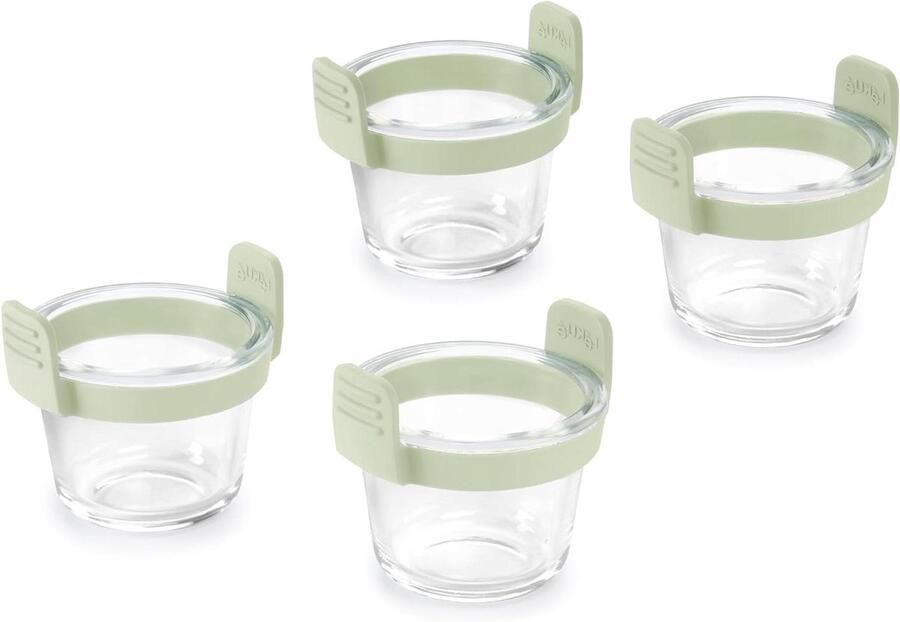 Mini Glazen Bakjes Portie Bakjes Airfryer Gebruik Verticale Handvatten 4 stuks Transparant