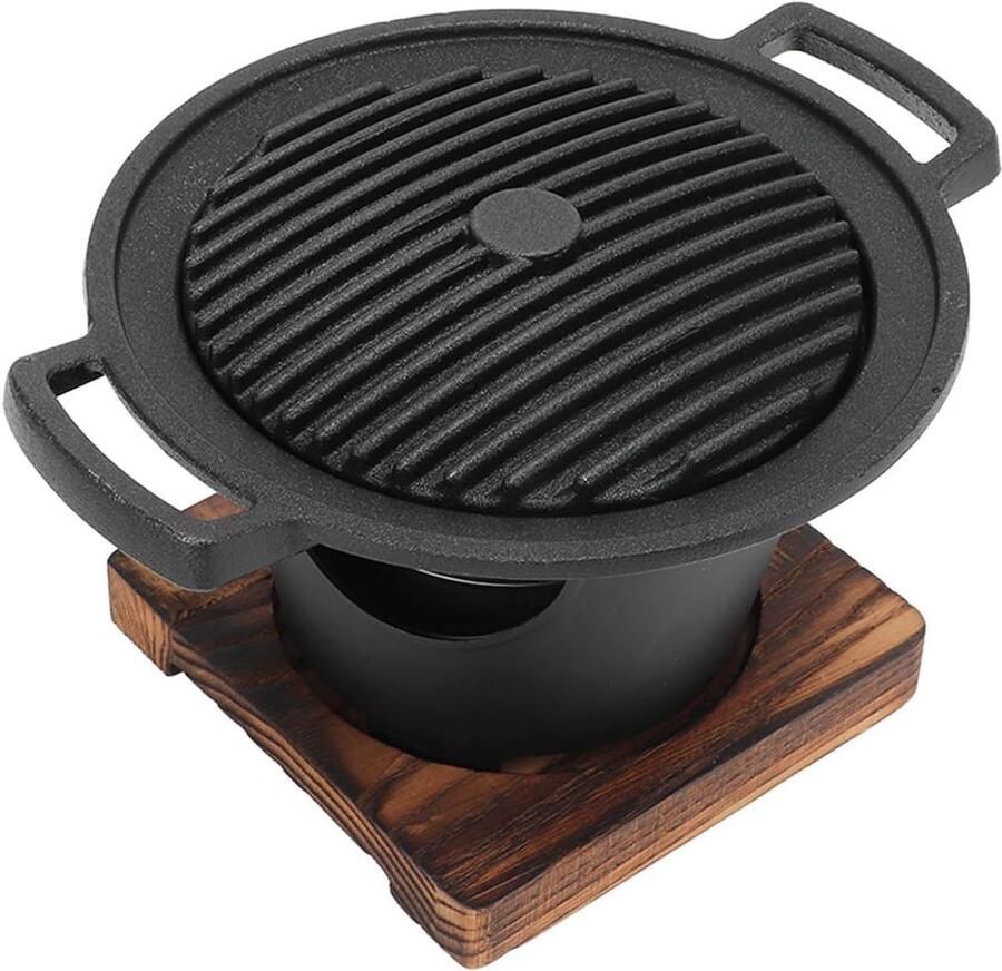 Mini Grill Barbecue Pan Snel Koken Antiaanbaklaag 21 x 18 x 14 cm Zwart