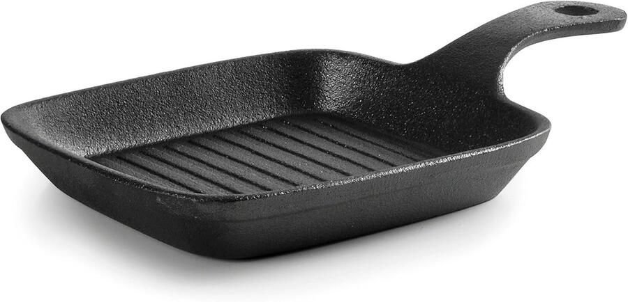 Mini Grill Compact Grill Eten Bereiden Houten Onderstel 21 x 13.5 cm Zwart