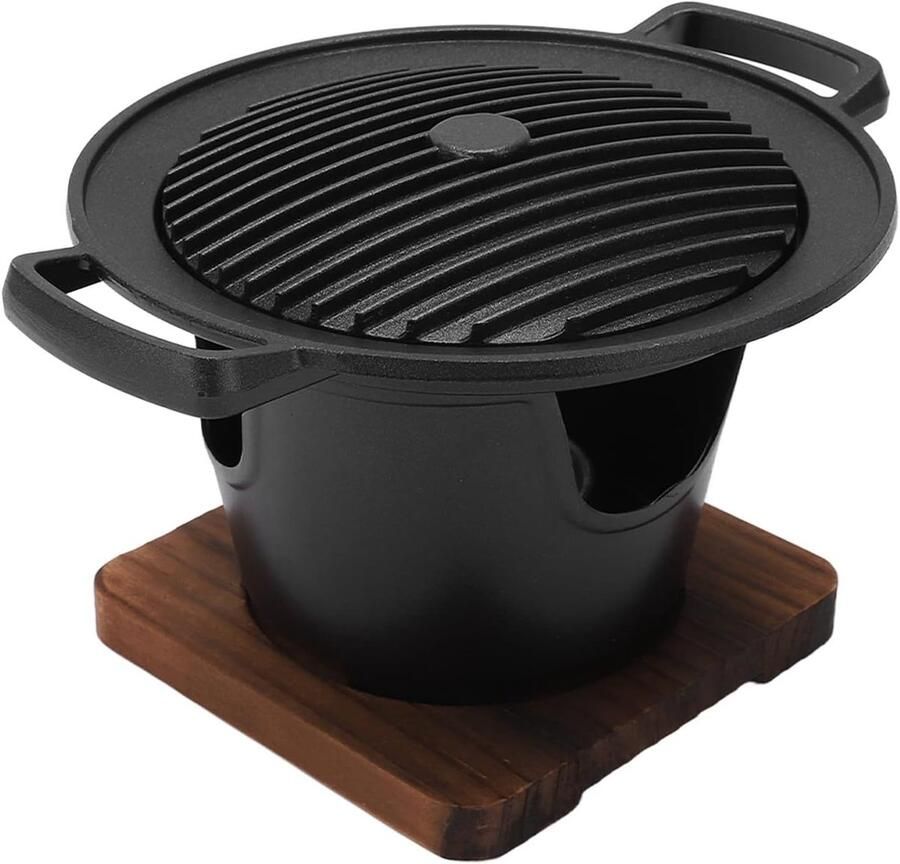 Mini Grill Hibachi Tafelgrill Buiten Koken Draagbaar Ontwerp 175 cm Diameter Zwart