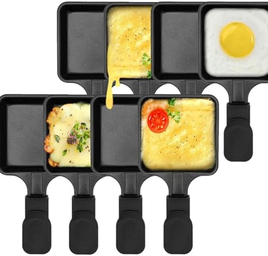 Mini Grill Kaaspan Set voor Raclettes 8 Stuks Vierkante Accessoires voor Raclette Gerechten