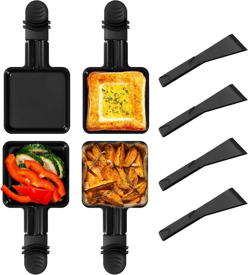 Mini Grill Pan Set Kleine Raclette Pan Snacks Bereiden Antiaanbaklaag 9.5 x 9 x 1.6 cm