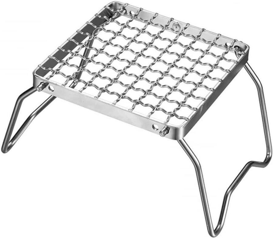 Mini Grill Rek Kampeer Kooktoestel Buiten Koken Verstelbaar Ontwerp 24.5 cm Zilver