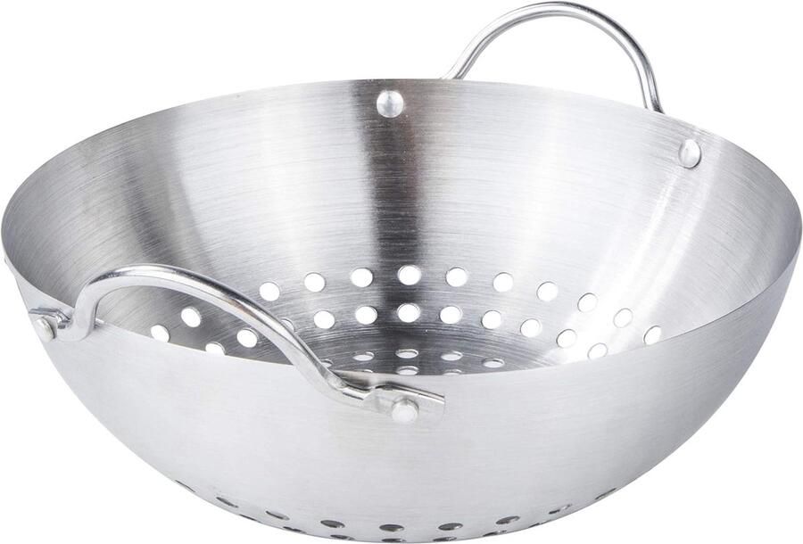 Mini Grill Wok Kleine Wok Koken Met Anti-aanbaklaag 22.5 x 20.5 x 9 cm Zilverkleurig