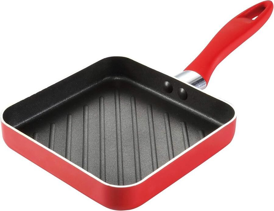 Mini Grillpan Kleine Koekenpan Porties Bereiden Antiaanbaklaag 14x14 cm Rood