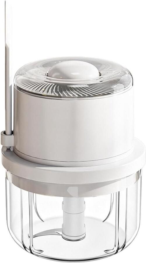 Mini Hakker Elektrisch Keukenmachine Compact Snel Ingrediënten Snijden Draadloos Glazen Bakje 350 Ml Capaciteit Wit