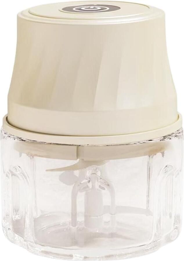 Mini Hakmachine Keukenmachine Knoflook Maaltijd Voorbereiding Oplaadbaar Draadloos 350ml Capaciteit Crèmekleurig