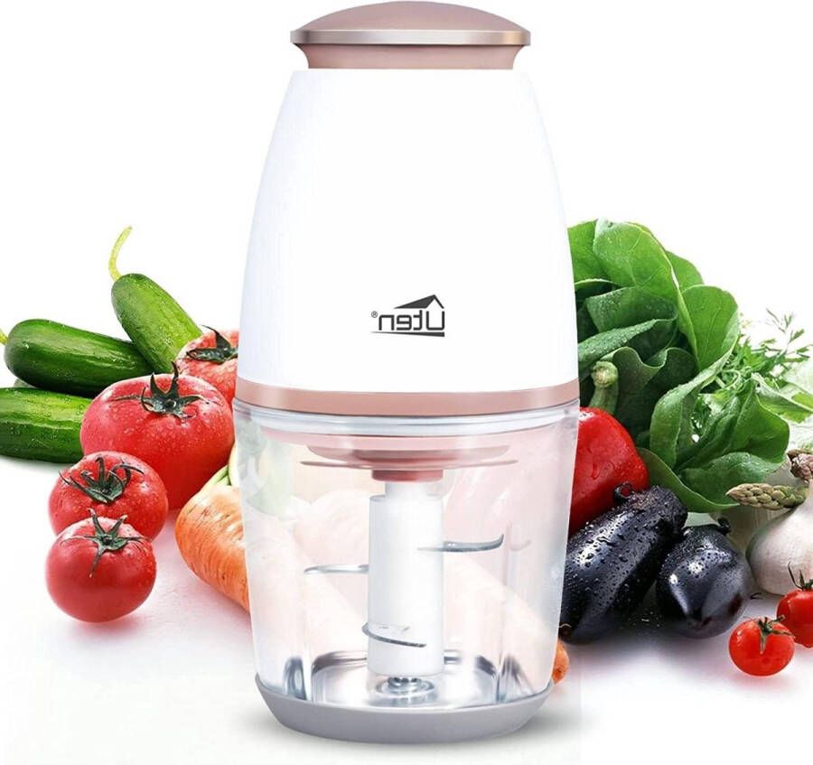 Mini-hakmolen 700 ml elektrische keukenmixcontainer- Uien snijden- Spatbestendig- Vleesmolen met 4-vleugelig roestvrij stalen mes- Voor vlees- Smoothie- Uien- Groenten- Fruit