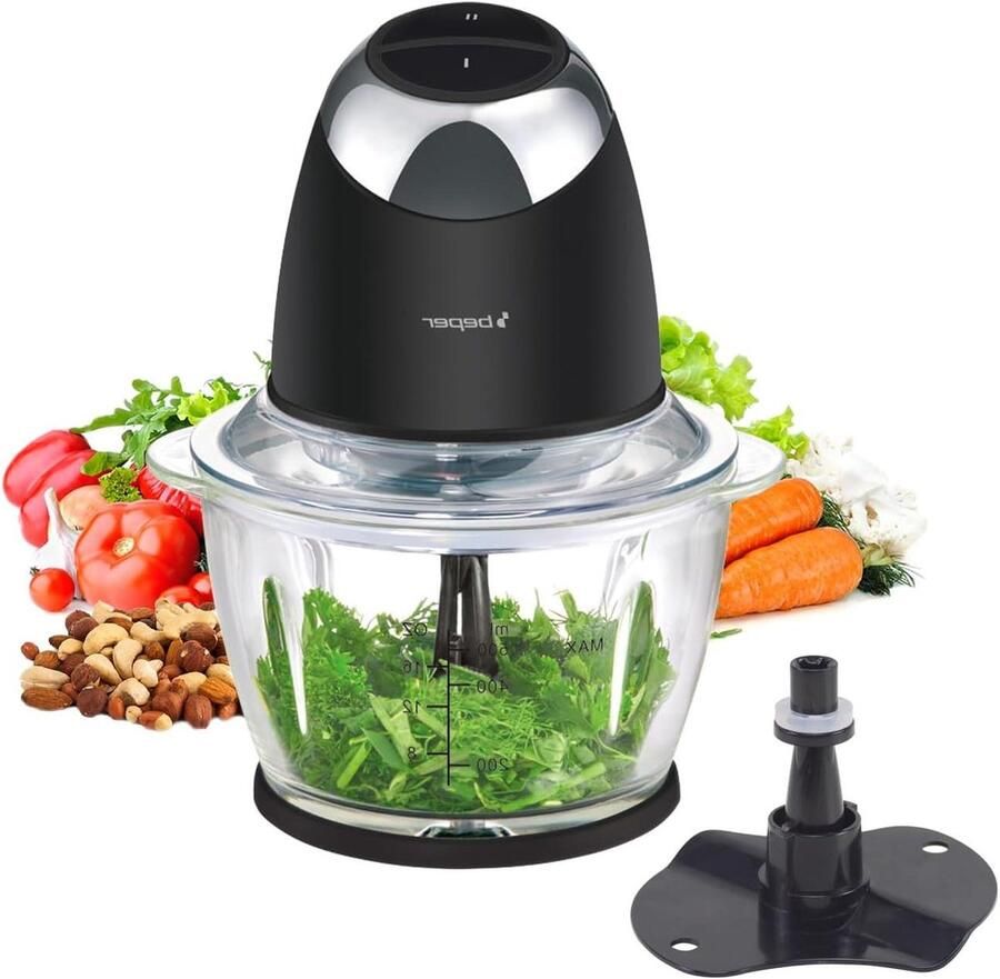 Mini Hakmolen Keukenmachine Chopper Maaltijden Bereiden 2 Snelheden 500ml Zwart