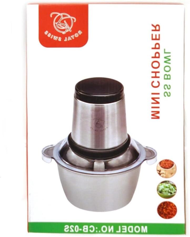 Mini Hakmolen Keukenmachine Glazen Bowl Eten Snel Bereiden Glazen Bowl 1.2 Liter Zilver