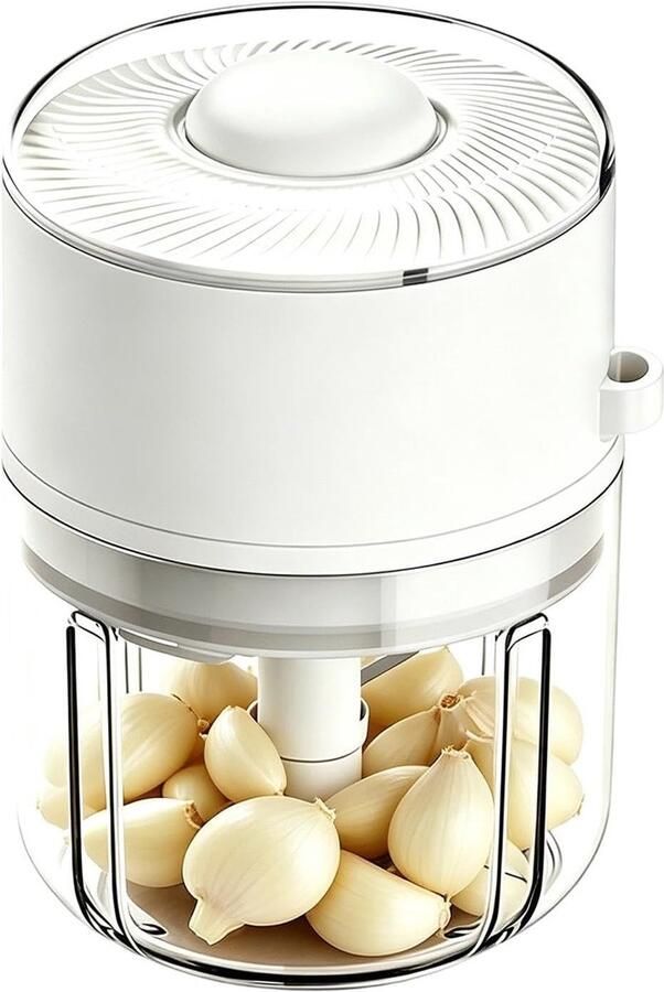 Mini Keukenmachine Voedselhakker Knoflookhakker Ingrediënten Bereiden Spatwaterdicht Ontwerp 350ml Capaciteit Wit