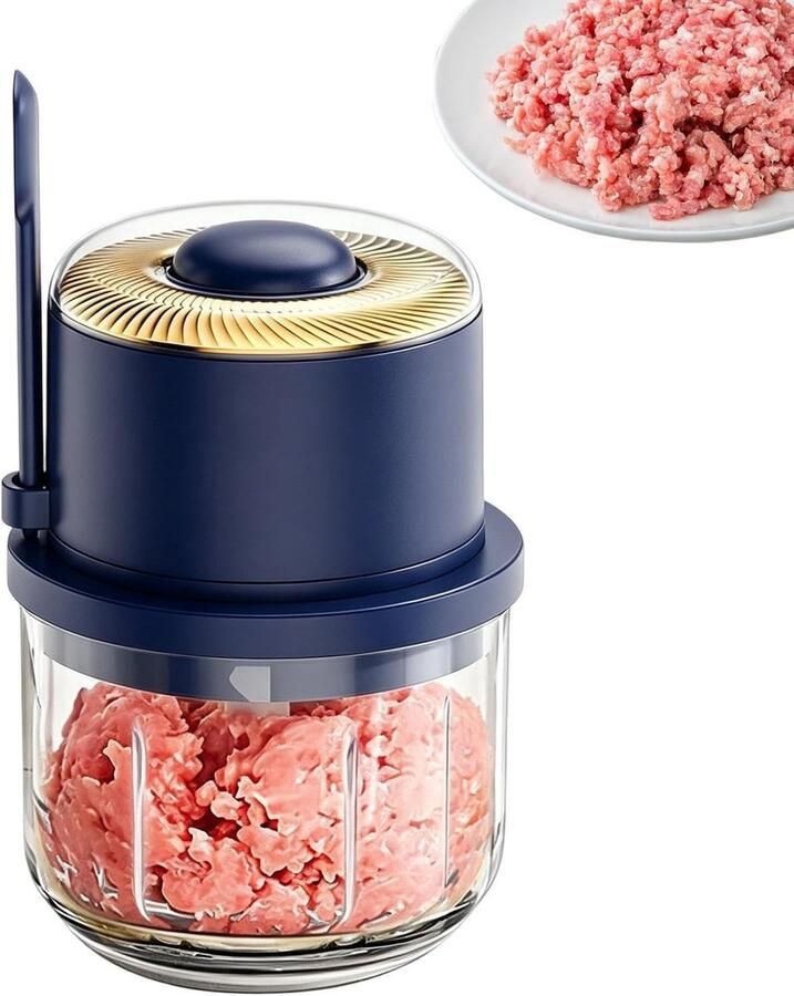 Mini hakmolen Keukenmachine Maaltijd prep Draadloos gemak 350 ml capaciteit Blauw