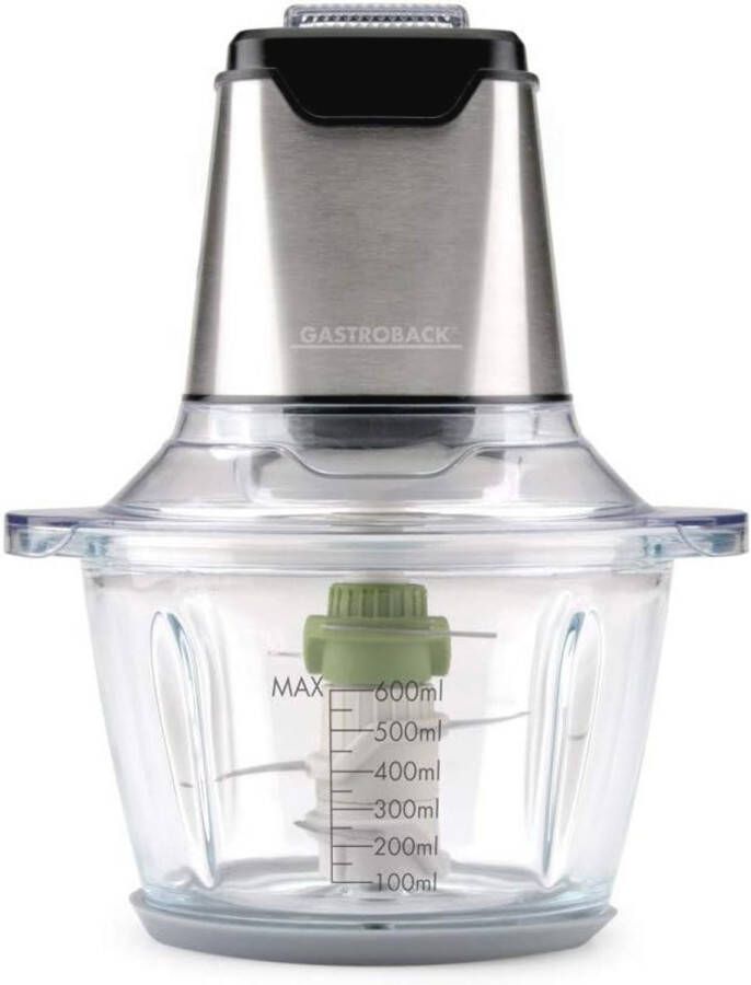 Mini Hakmolen met Glazen Container 400 Watt Roestvrij Stalen Messen Ideaal voor Groenten Fruit en Noten