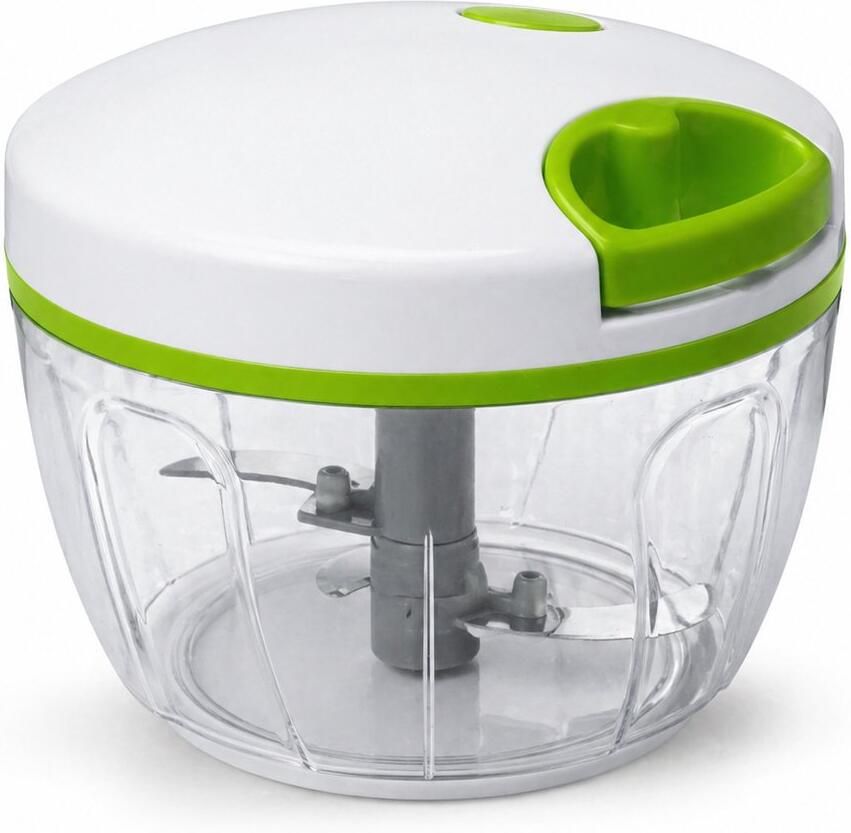 Mini Hakmolen met Trekkoord – Handmatige Groentehakker – Knoflooksnijder – Wit Groen