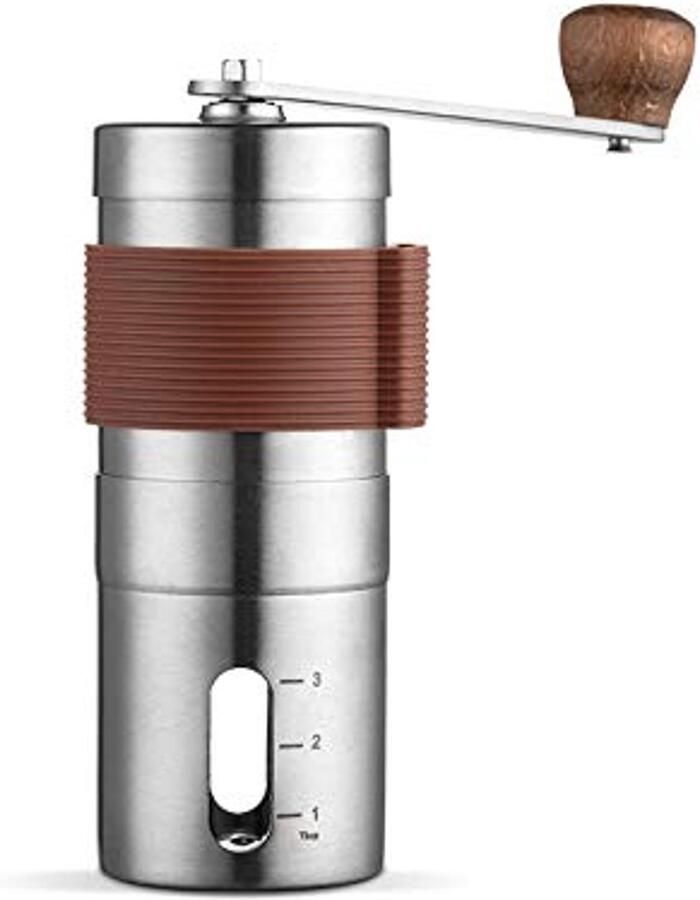 Mini handmatige koffiemolen met verstelbare maalinstelling en keramische slijpschijf