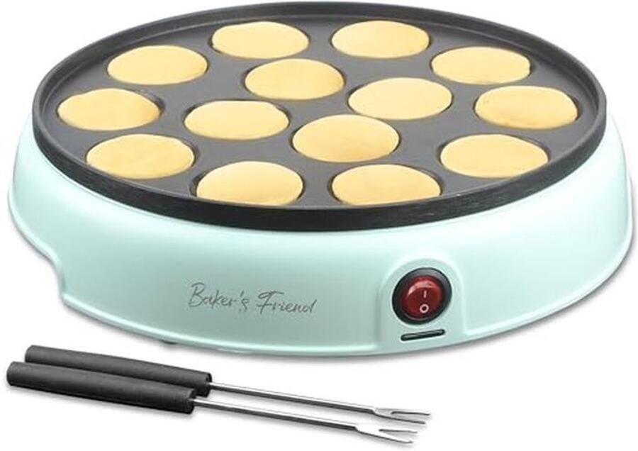 Mini Poffertjespan Elektrische Pan Snelle Ontbijtjes Maken 14 Holtes Non-stick 870 Watt Wit