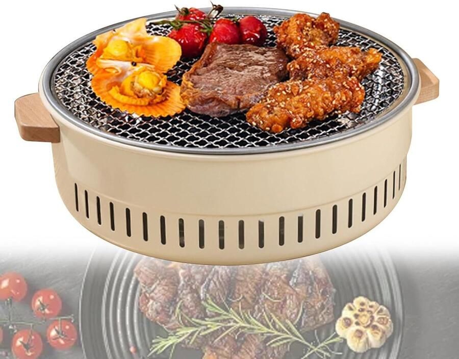Mini Houtskool Barbecue Draagbare Grill Buiten Koken Veelzijdig en Multifunctioneel 31 cm diameter Zwart