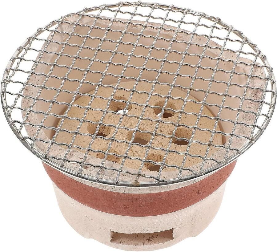 Mini Houtskool Grill Draagbare BBQ Outdoor Koken Hittebestendig Ontwerp 18.5 x 18.5 x 12 cm Willekeurig