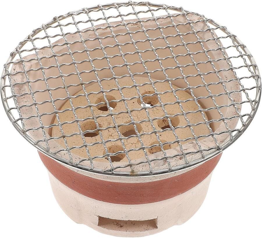 Mini Houtskoolgrill Draagbare BBQ Buiten Koken Compact & Veelzijdig 18.5x18.5x12 cm Bruin