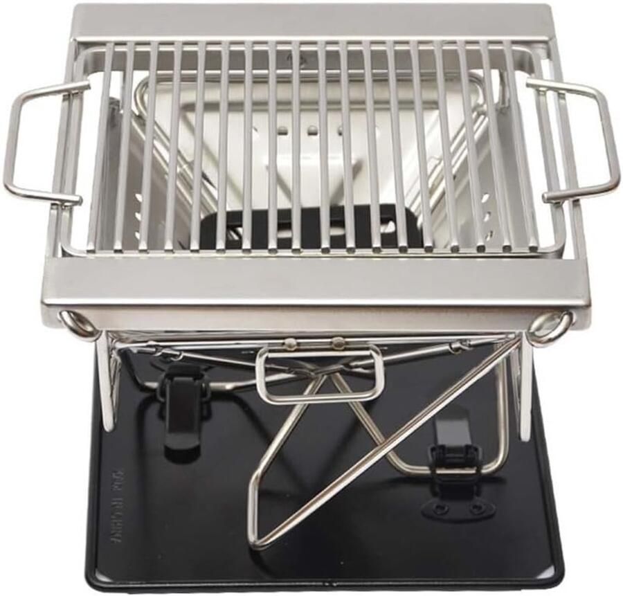 Mini Houtskoolgrill Draagbare Grill Buiten Koken Verstelbare Hoogte 21 x 17 x 17 cm Zilver