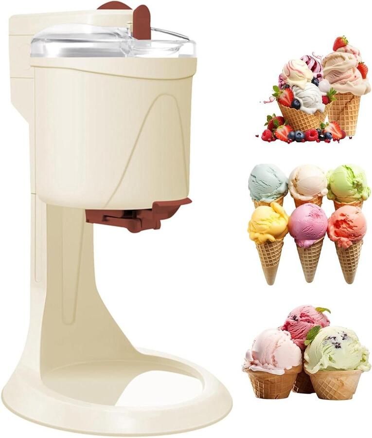 Mini IJs Machine Soft Serve Maker Thuis Desserts Maken Snelle Bereiding 10 Minuten 1000ml Capaciteit Wit