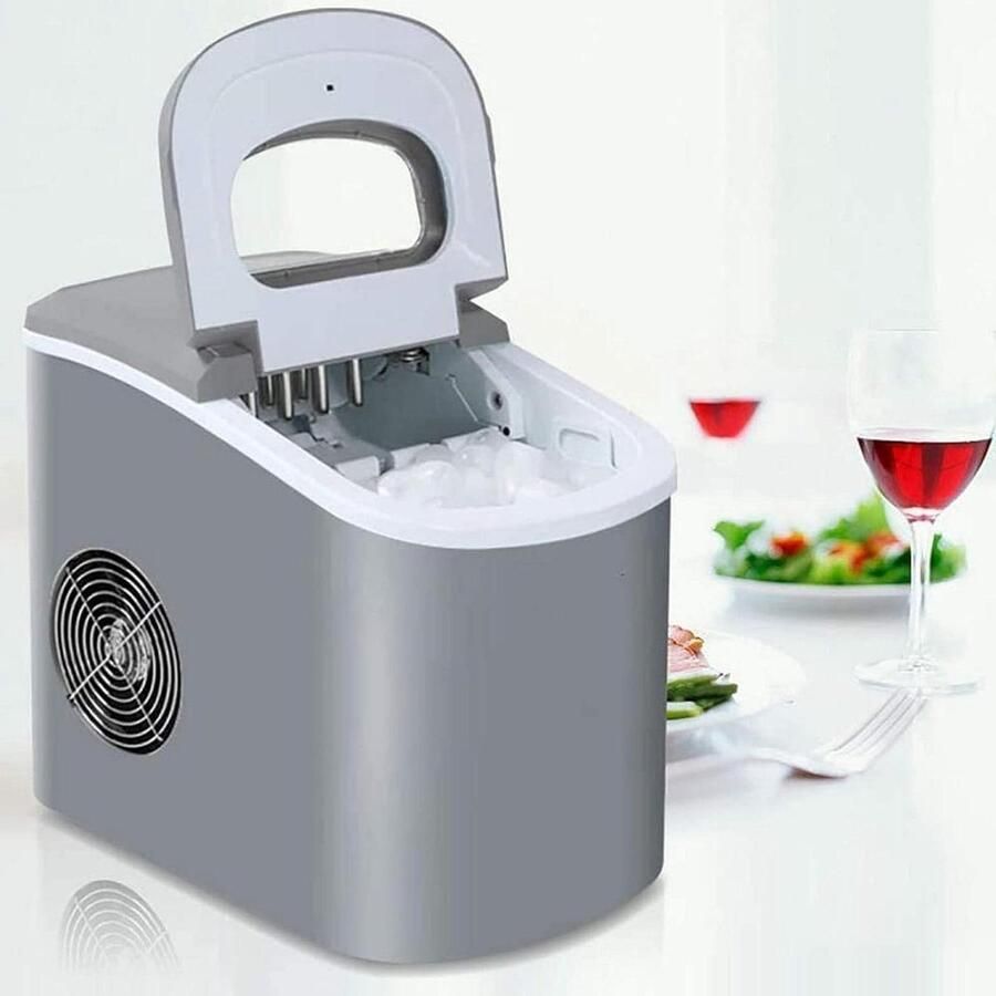 Mini IJsblokjesmachine Aanrecht IJsmaker Snelle IJsbereiding Efficiënte IJsie 15 kg per dag Grijs