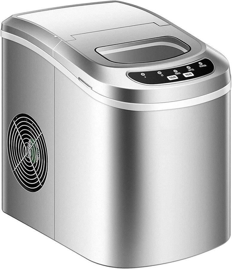 Mini Ijsblokjesmachine Aanrecht IJsmaker Snelle IJsie Twee IJsgroottes 15 kg per dag Transparant
