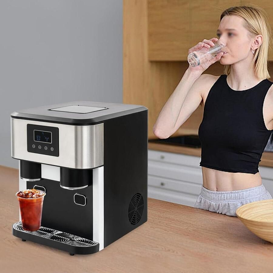 Mini ijsblokjesmachine Compacte ijsmaker Dranken Koelen Ronde ijsvorm 16 blokjes per cyclus Zwart