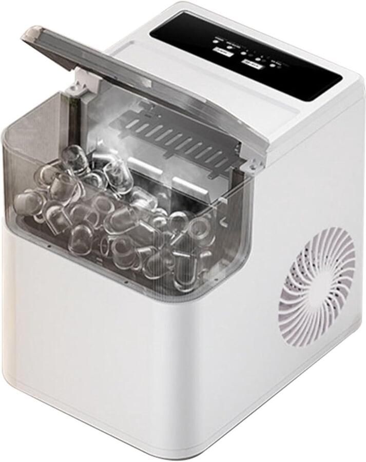 Mini Ijsblokjesmachine Compacte IJsmaker Snelle IJsblokjes 12kg Per Dag 33x27x34cm Zwart
