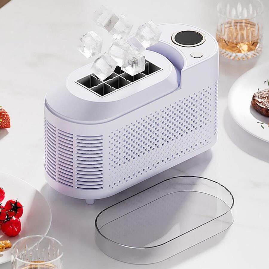 Mini IJsblokjesmachine Draagbare IJsmaker Drankjes Koelen Ultrasnelle IJsie 8 Blokjes per Batch Paars