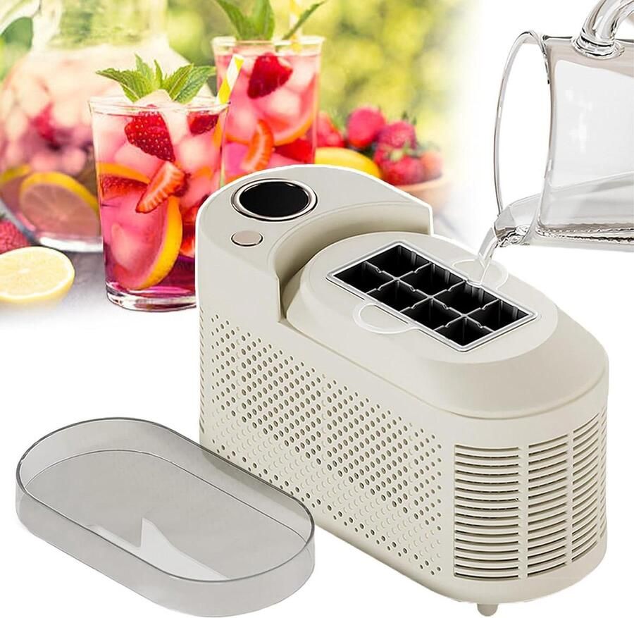 Mini Ijsblokjesmaker Draagbare IJsmachine Snelle IJsie Compact Tafelmodel 8 Blokjes 10-15 Min Beige