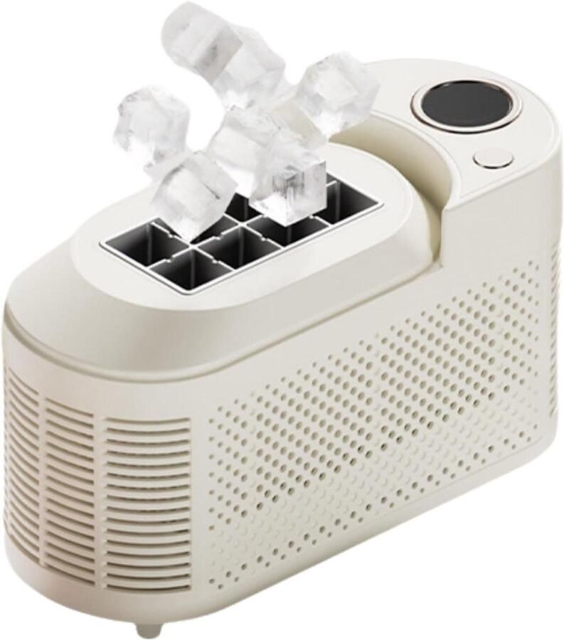 Mini IJsblokjesmaker IJsmachine Desktop Dranken Koelen Snel IJs in 10 Minuten 8 Blokjes Per Keer Wit