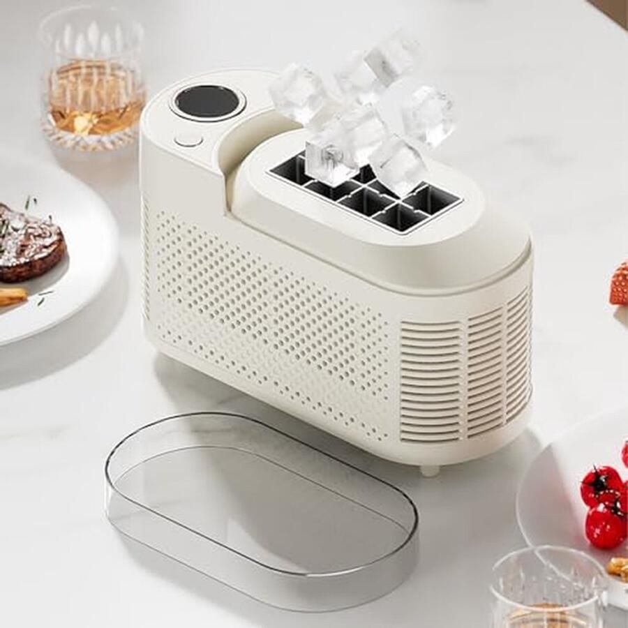Mini IJsblokjesmachine Compacte IJs maker Dranken Koelen Heldere IJsblokjes 21.6 x 9.8 cm Wit