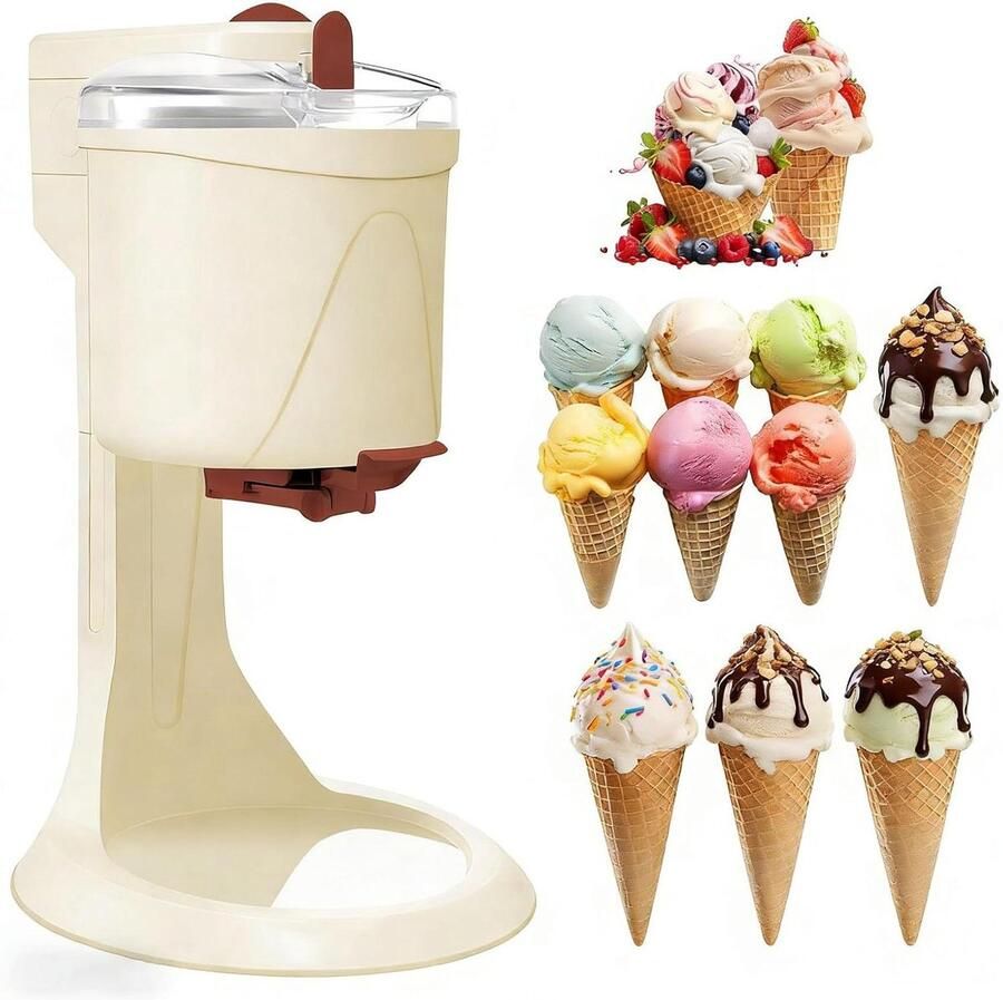 Mini IJsmachine Dessert Maker Thuis Desserts Maken Dubbel Roersysteem 1000ml Capaciteit Wit