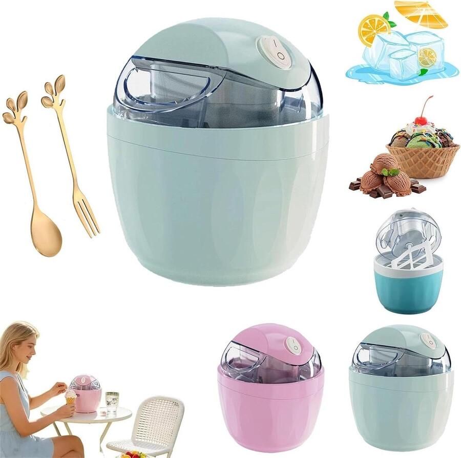 Mini Ijsmachine Dessertmaker IJsmaker Zelf Desserts Maken Snelle Portie 18 x 16 cm Groen