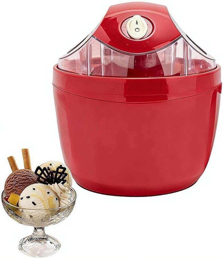 Mini IJsmachine Dessertmaker Thuis Desserts Maken Eenvoudige Bediening Compact Formaat Rood