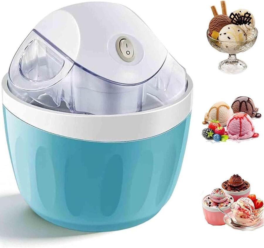 Mini IJsmachine Dessertmaker Zelf Desserts Maken Snelle Bereiding 500 ml Blauw