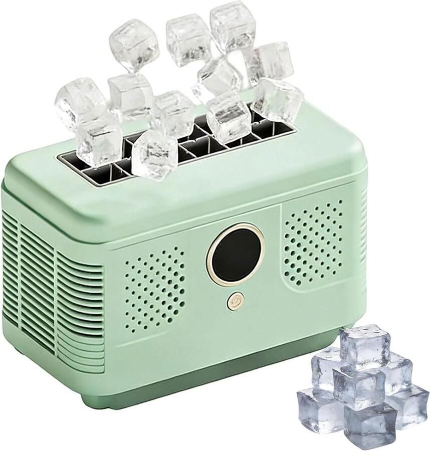 Mini ijsmachine Draagbare ijsbox Snelle ijsie 12 blokjes per 15 min 1.9 kg Groen