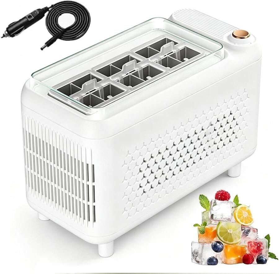 Mini Ijsmachine Draagbare IJsmaker Snel IJs Maken Snelle Koeling 12 Blokjes Wit