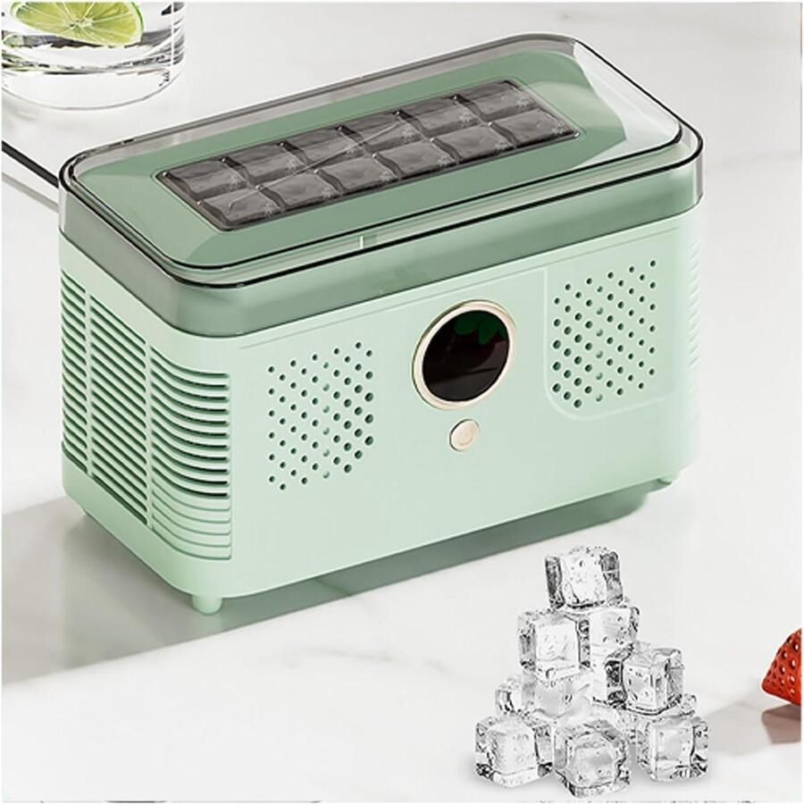 Mini Ijsmachine IJsmaker Aanrecht Dranken Koelen 12 Blokjes Per Cyclus 15-20 Minuten Snel Avocado Groen