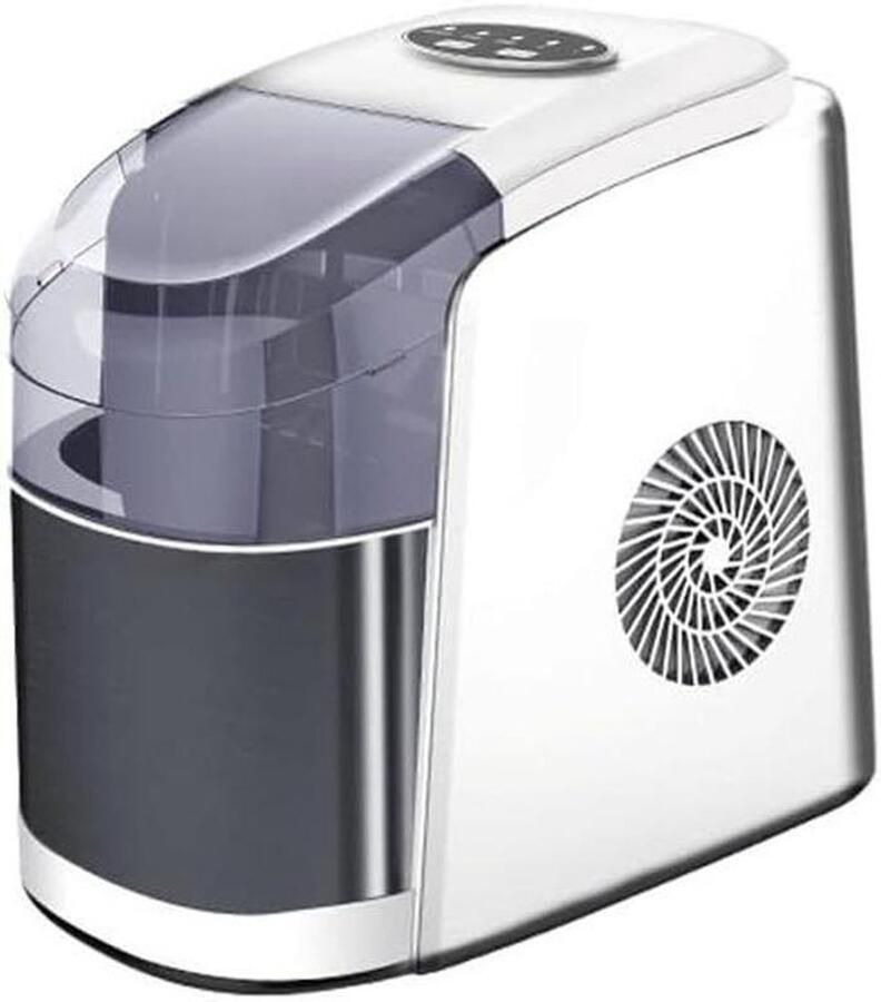 Mini Ijsmachine IJsmaker Automatisch Drankjes Koelen Compact Ontwerp 31.3x22.2x32cm Zilver