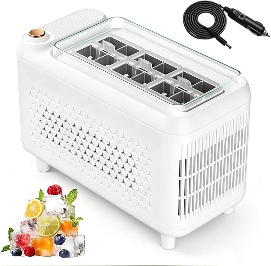 Mini-ijsmaker 500 ml draagbare ijsblokjesmachine voor op het bureau gemakkelijk schoon te maken automatische ijsbox voor thuis op kantoor en op de camping wit