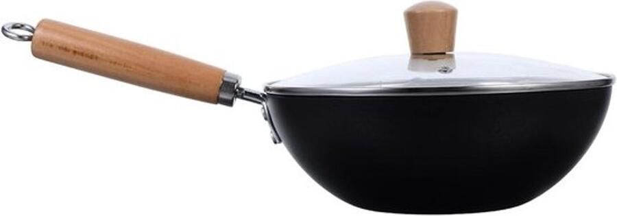 Mini-ijzeren Pot Wokken Ijzeren Wokpan Koekenpan Voor Keuken Kleine Pannenkoekenpan Kleine Ijzeren Koekenpan Wokpan Voor Gasfornuis Houten Handvat Wok Voor Fornuis Zwart Ijzer