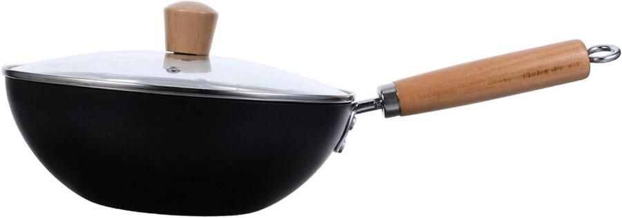 Mini-ijzeren Pot Wokken Ijzeren Wokpan Koekenpan Voor Keuken Kleine Pannenkoekenpan Kleine Ijzeren Koekenpan Wokpan Voor Gasfornuis Houten Handvat Wok Voor Fornuis Zwart Ijzer