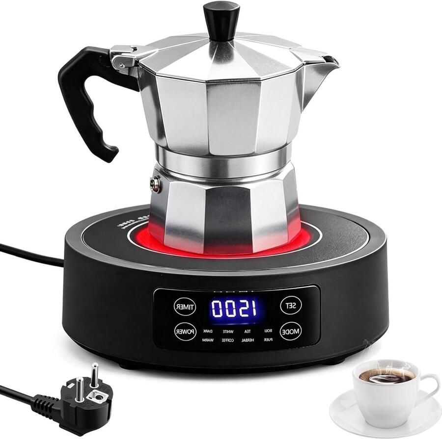 Mini Inductie Kookplaat Enkele Kookplaat Koken Thuis 7 standen 8 functies 1500 Watt Zwart