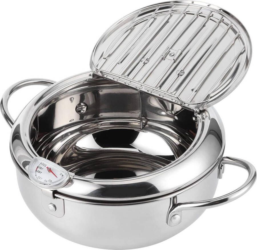 Mini Japanse Tempure Friteuse Roestvrij Staal Met Thermometer 24 cm