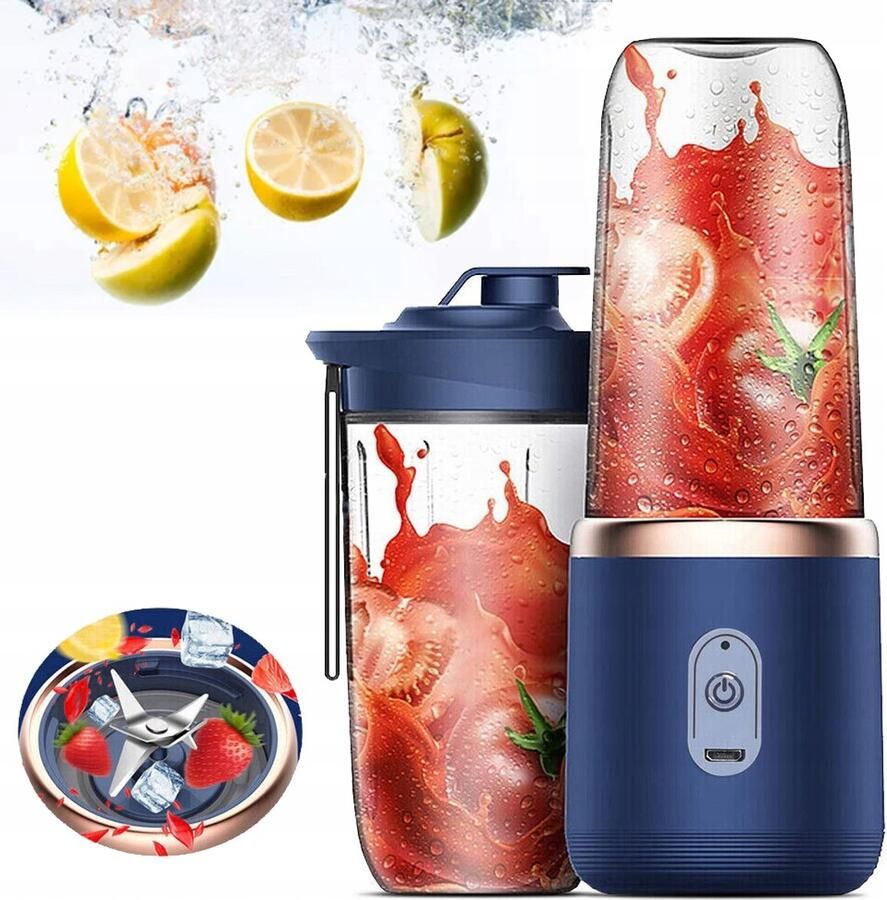 Mini Juicer Draadloze Blender 1500mAh Batterij & Type-C Oplaadbaar 22000rpm 6 Messen Multifunctioneel Sap & Ijs Voor Thuis Kantoor & Reizen